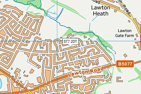 ST7 2DT map - OS VectorMap District (Ordnance Survey)