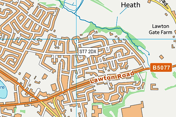 ST7 2DX map - OS VectorMap District (Ordnance Survey)