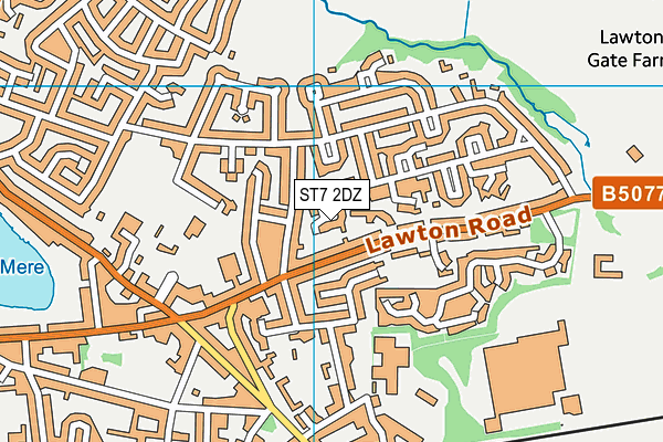 ST7 2DZ map - OS VectorMap District (Ordnance Survey)