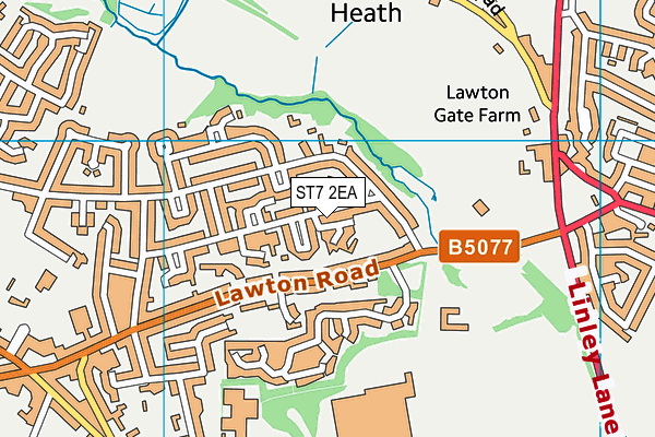 ST7 2EA map - OS VectorMap District (Ordnance Survey)