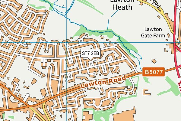 ST7 2EB map - OS VectorMap District (Ordnance Survey)