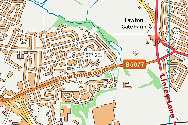 ST7 2EJ map - OS VectorMap District (Ordnance Survey)