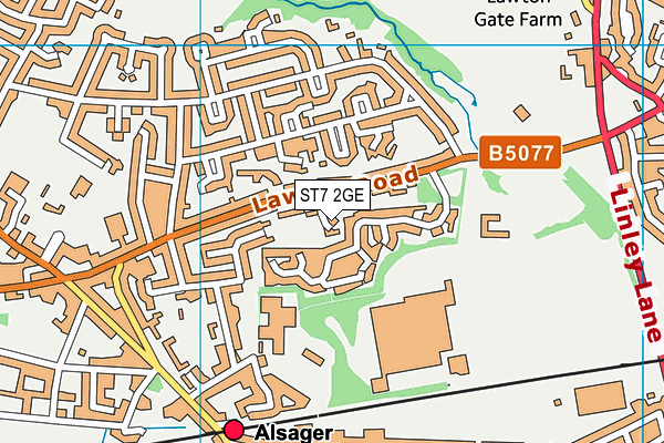 ST7 2GE map - OS VectorMap District (Ordnance Survey)