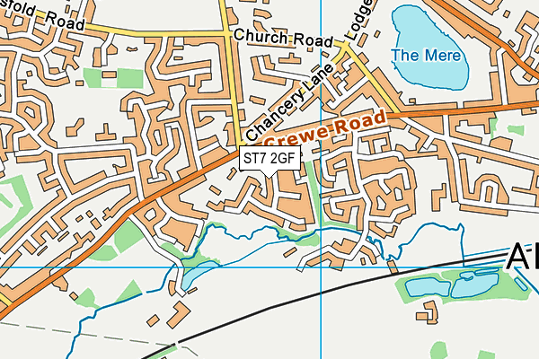 ST7 2GF map - OS VectorMap District (Ordnance Survey)