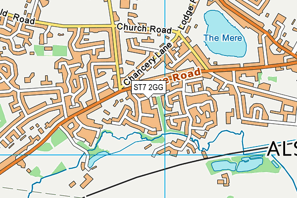 ST7 2GG map - OS VectorMap District (Ordnance Survey)
