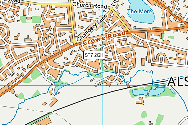 ST7 2GH map - OS VectorMap District (Ordnance Survey)