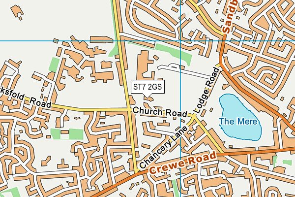 ST7 2GS map - OS VectorMap District (Ordnance Survey)