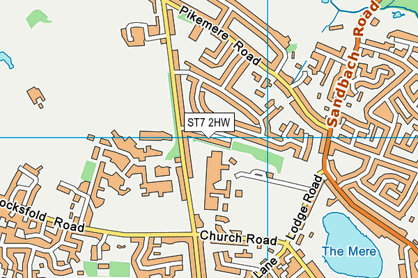ST7 2HW map - OS VectorMap District (Ordnance Survey)