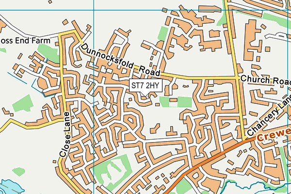 ST7 2HY map - OS VectorMap District (Ordnance Survey)