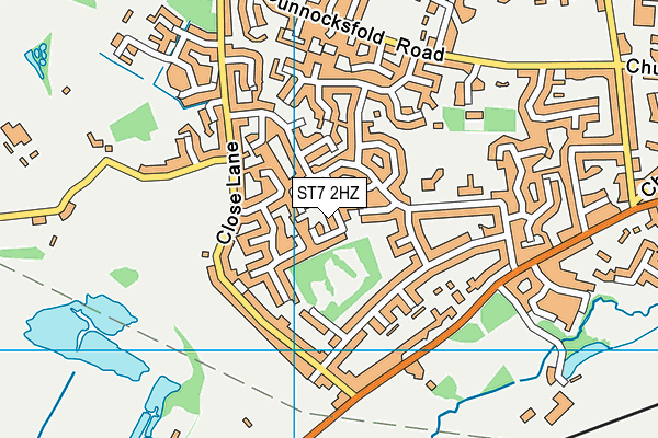 ST7 2HZ map - OS VectorMap District (Ordnance Survey)
