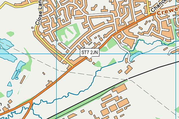 ST7 2JN map - OS VectorMap District (Ordnance Survey)