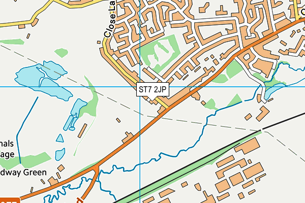 ST7 2JP map - OS VectorMap District (Ordnance Survey)