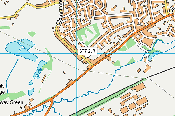 ST7 2JR map - OS VectorMap District (Ordnance Survey)