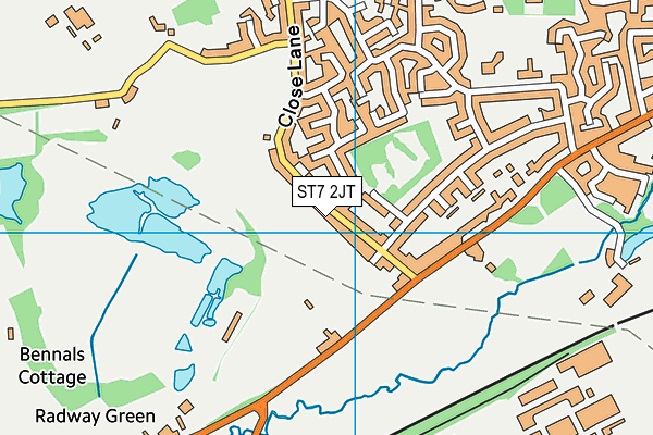 ST7 2JT map - OS VectorMap District (Ordnance Survey)