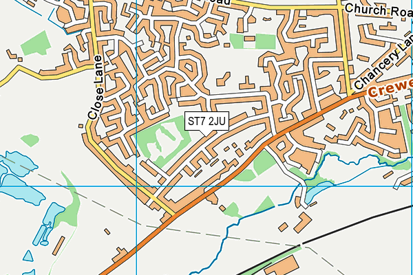ST7 2JU map - OS VectorMap District (Ordnance Survey)