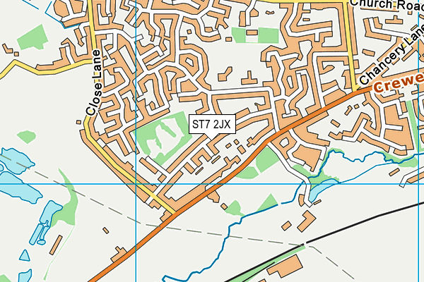 ST7 2JX map - OS VectorMap District (Ordnance Survey)