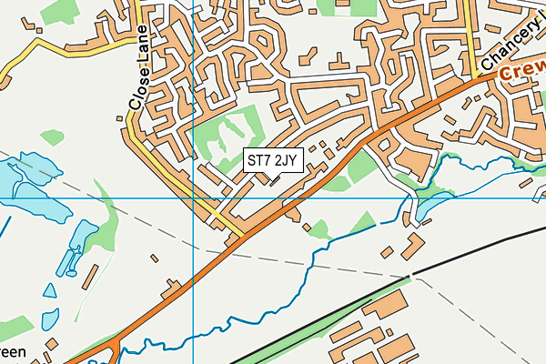 ST7 2JY map - OS VectorMap District (Ordnance Survey)