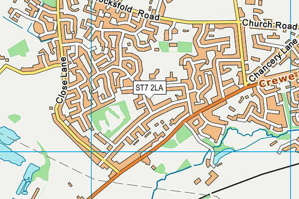 ST7 2LA map - OS VectorMap District (Ordnance Survey)