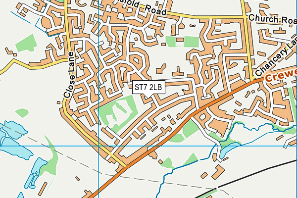 ST7 2LB map - OS VectorMap District (Ordnance Survey)