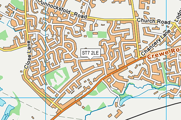 ST7 2LE map - OS VectorMap District (Ordnance Survey)