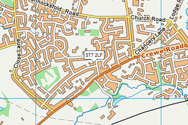 ST7 2LF map - OS VectorMap District (Ordnance Survey)