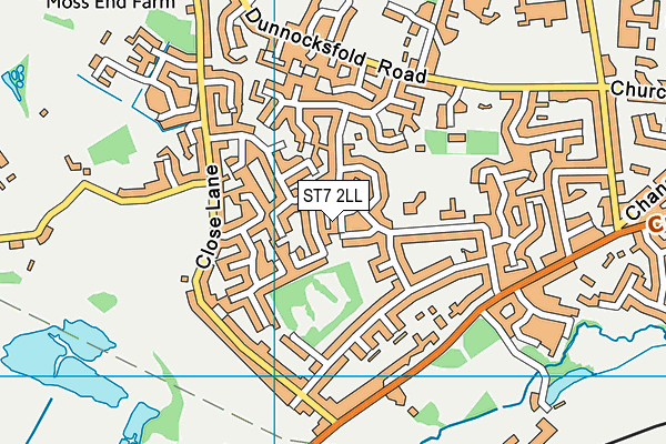 ST7 2LL map - OS VectorMap District (Ordnance Survey)