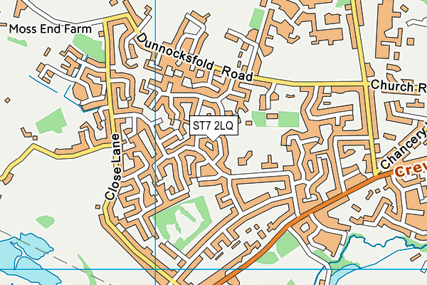 ST7 2LQ map - OS VectorMap District (Ordnance Survey)