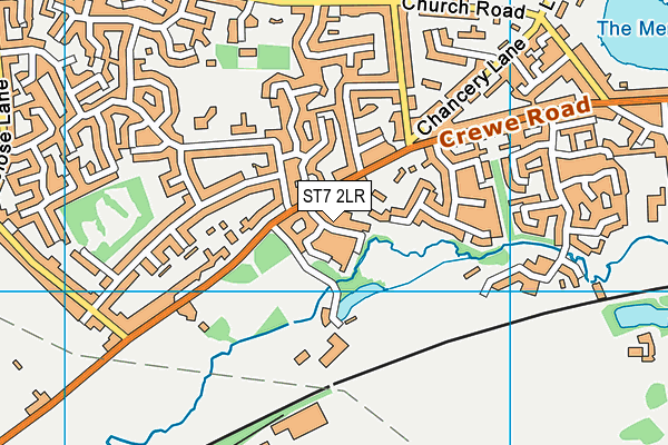 ST7 2LR map - OS VectorMap District (Ordnance Survey)