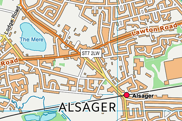 ST7 2LW map - OS VectorMap District (Ordnance Survey)