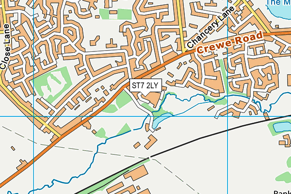 ST7 2LY map - OS VectorMap District (Ordnance Survey)