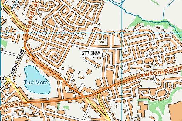 ST7 2NW map - OS VectorMap District (Ordnance Survey)