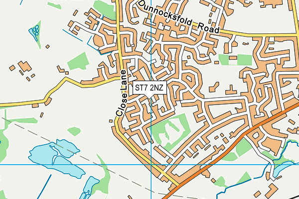 ST7 2NZ map - OS VectorMap District (Ordnance Survey)