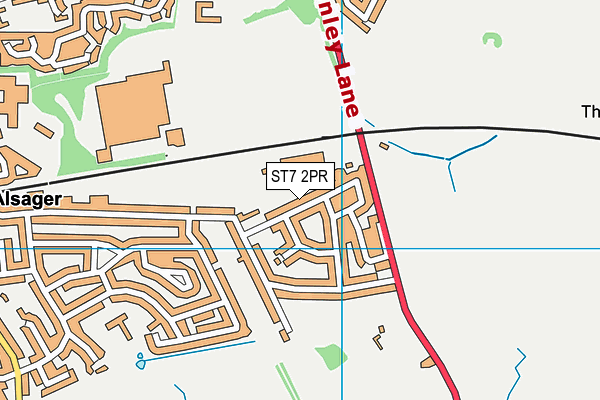 ST7 2PR map - OS VectorMap District (Ordnance Survey)