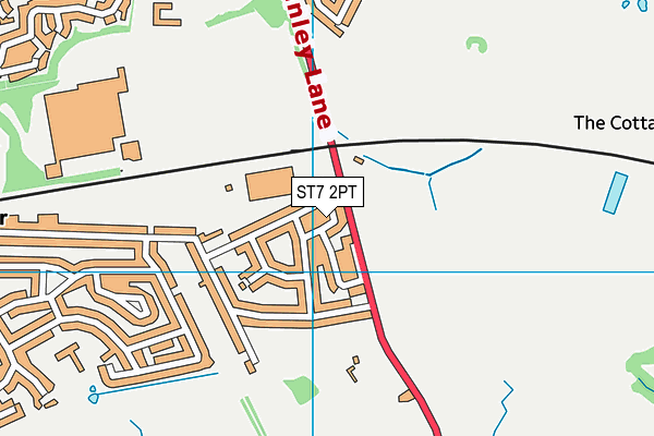 ST7 2PT map - OS VectorMap District (Ordnance Survey)