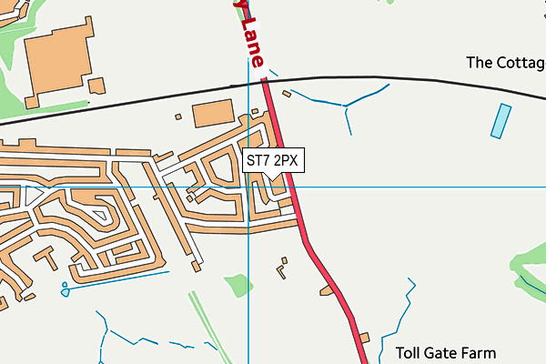 ST7 2PX map - OS VectorMap District (Ordnance Survey)