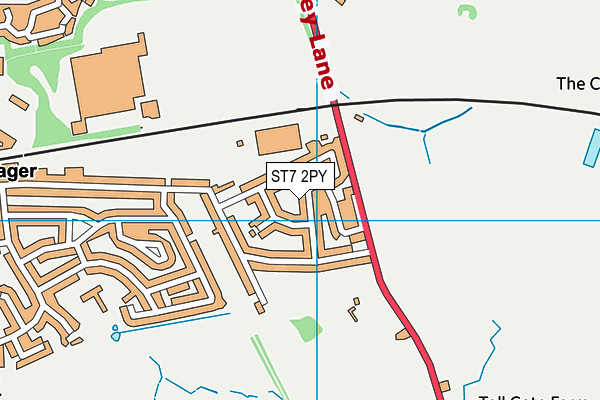 ST7 2PY map - OS VectorMap District (Ordnance Survey)