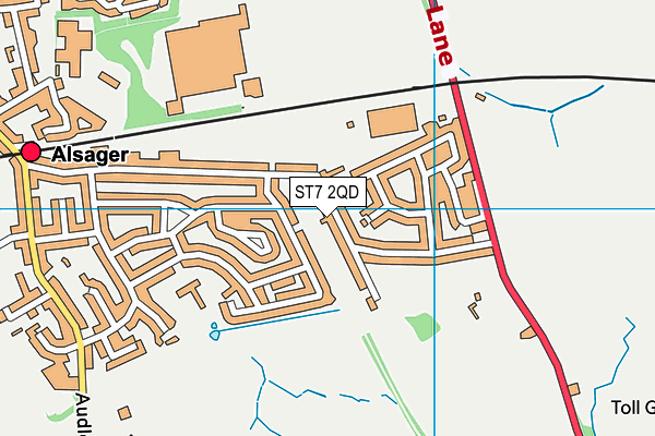 ST7 2QD map - OS VectorMap District (Ordnance Survey)