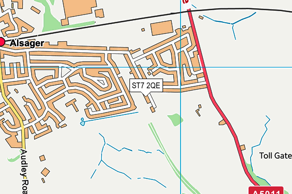 ST7 2QE map - OS VectorMap District (Ordnance Survey)