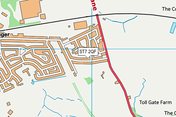 ST7 2QF map - OS VectorMap District (Ordnance Survey)
