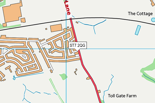 ST7 2QG map - OS VectorMap District (Ordnance Survey)