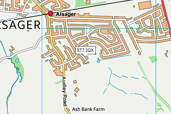 ST7 2QX map - OS VectorMap District (Ordnance Survey)