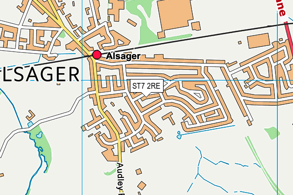 ST7 2RE map - OS VectorMap District (Ordnance Survey)