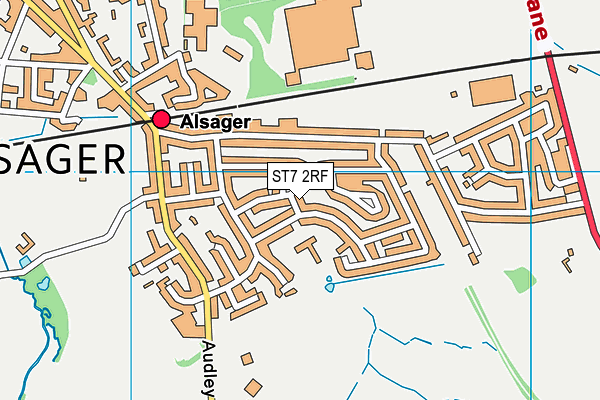 ST7 2RF map - OS VectorMap District (Ordnance Survey)