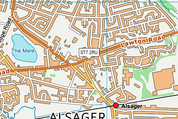 ST7 2RU map - OS VectorMap District (Ordnance Survey)