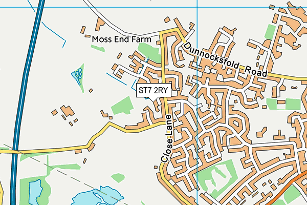 ST7 2RY map - OS VectorMap District (Ordnance Survey)