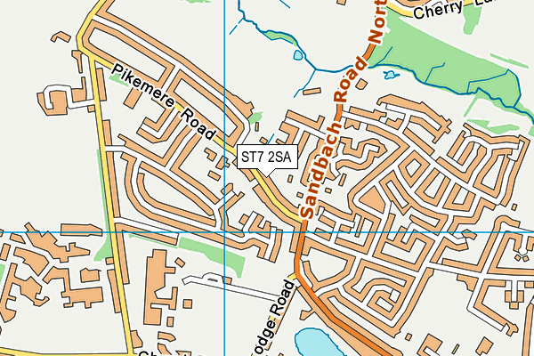 ST7 2SA map - OS VectorMap District (Ordnance Survey)