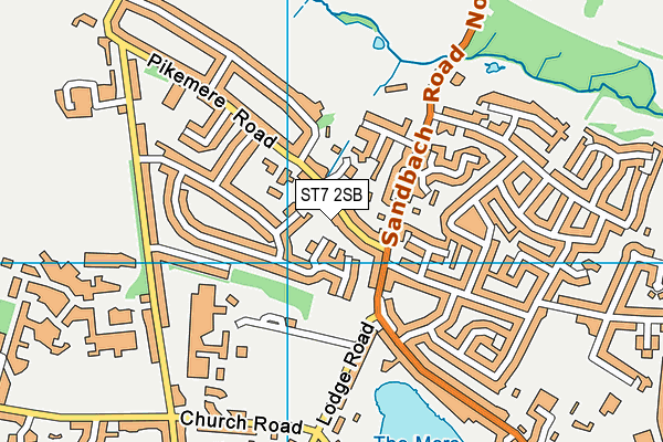 ST7 2SB map - OS VectorMap District (Ordnance Survey)