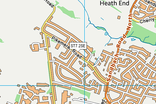 ST7 2SE map - OS VectorMap District (Ordnance Survey)