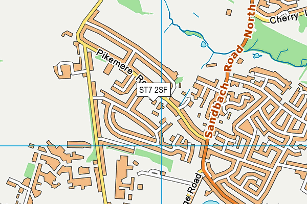 ST7 2SF map - OS VectorMap District (Ordnance Survey)