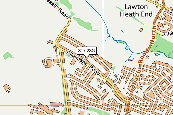 ST7 2SG map - OS VectorMap District (Ordnance Survey)